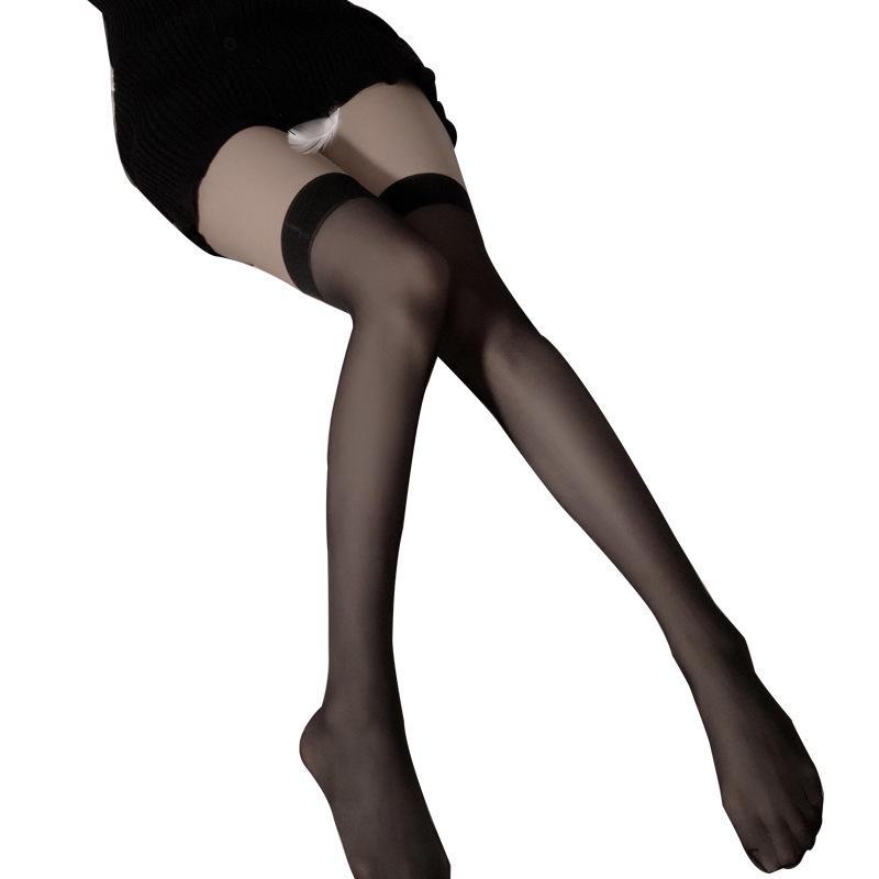 Dámské punčochy Guiruo s červeným lemem černé síťované přes koleno na stehna