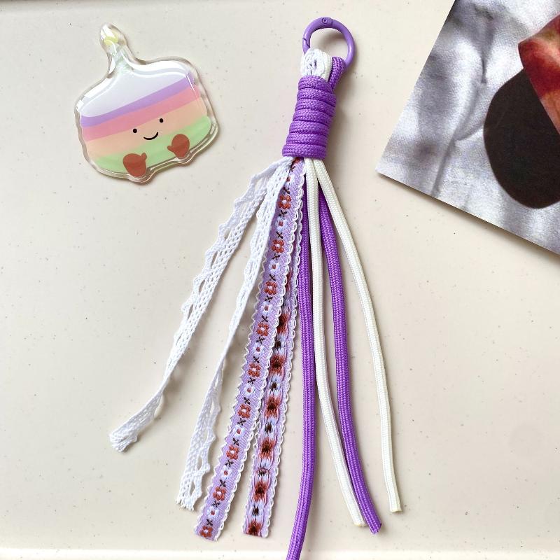 Lace Keychain Braided Rope Charm Pendant Keyring  Simple All-Matching Bag Decoration Jewelry Accessories