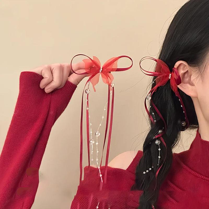 High-Class Rhinestone Bow Tassel Duckbill Hair Clip - Versatile, Fashionable Accessory for Women