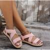 Women's Flat Roman Sandals, Cross Strap Soft Sole Beach Shoes, Plus Size Casual Student Summer Sandals