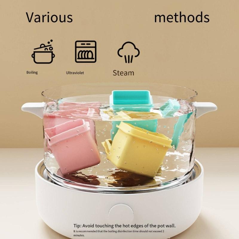 Dishwasher Safe Baby Food Storage Container 6 Grids Silicone Snacks Organizers Freezer To Microwave Snacks Box With Lid
