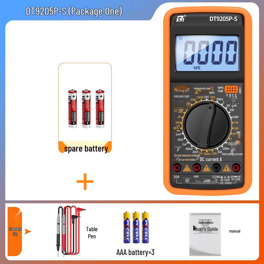 High Precision Anti-Burn Digital Multimeter Electrician's Model DT9205A/9205P-S9205PRO