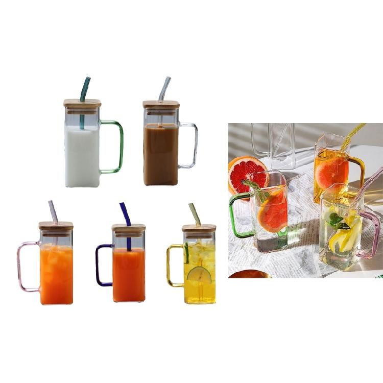 Colorful Glasses Drinkware Coffee Cup Square Shaped Cup for Cocktails Beverage