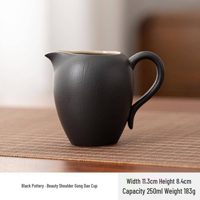 Elegant Black Ceramic Gong Dao Bei Tea Dispenser with Eagle Beak Design for Gongfu Tea Sets