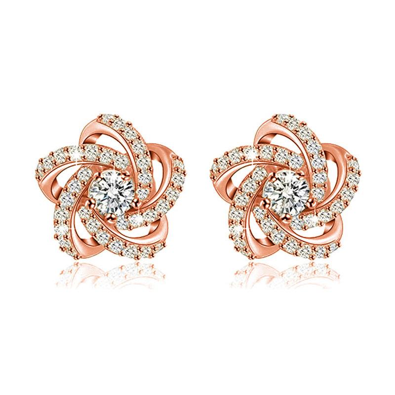 

2026 New Cross Pentagram Zircon Earrings, High End Flowers, Small Fragrance Style, Wind Wrapping, Versatile Zircon Accessories