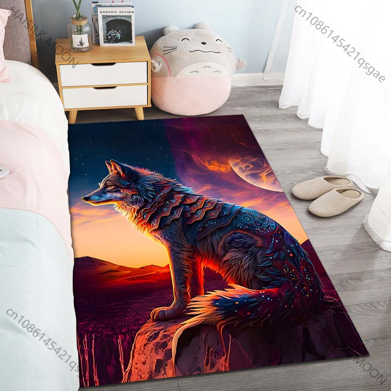 New product Wolf on sunset cliff Carpet for Living Room Bedroom Bedside Floor Mat Cloakroom kids Play Mat Area Rug Large Size