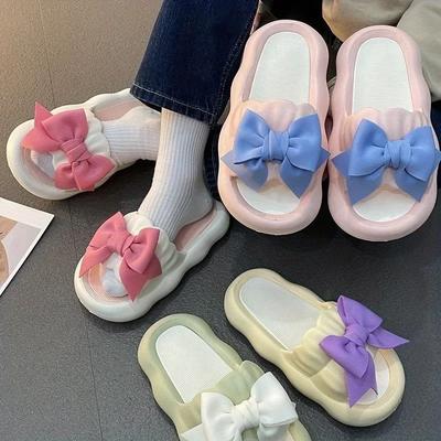Damer Sommar Nya Utomhus Casual Halkfria Strandskor Tjock Sula Damskor Rosettslippers för Damer Zapatos De Mujer2024