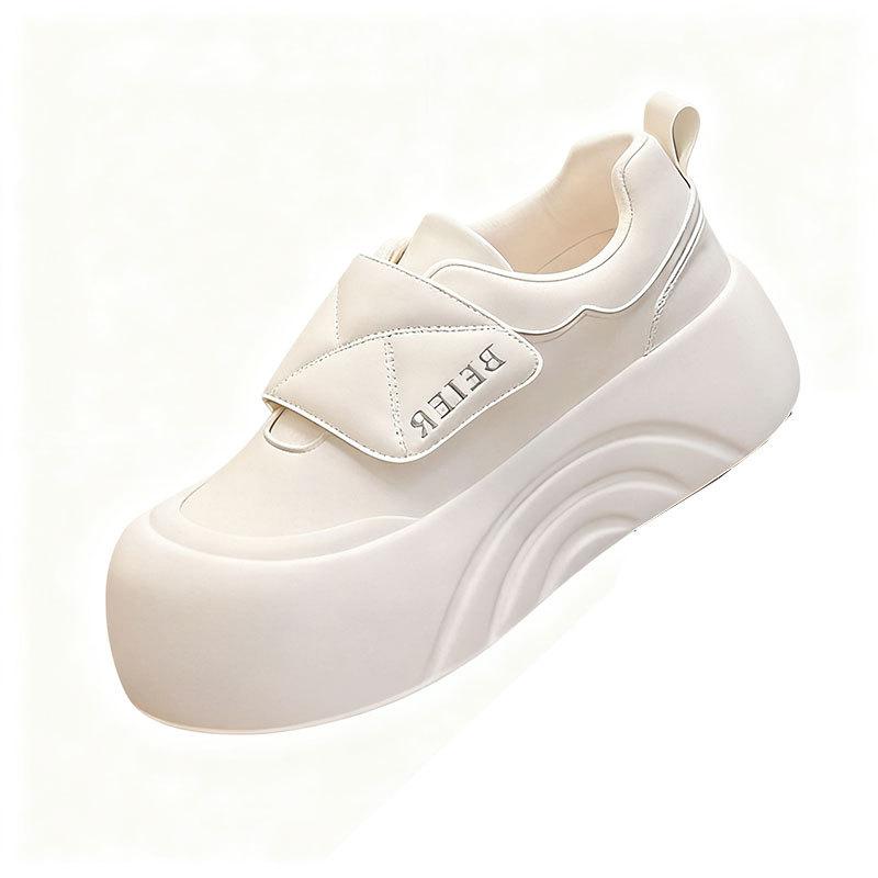 Celebrytka internetowa buty muffin na rzepy na miękkiej podeszwie białe buty 2025 jesień nowe wszechstronne buty sportowe i rekreacyjne wersja koreańska