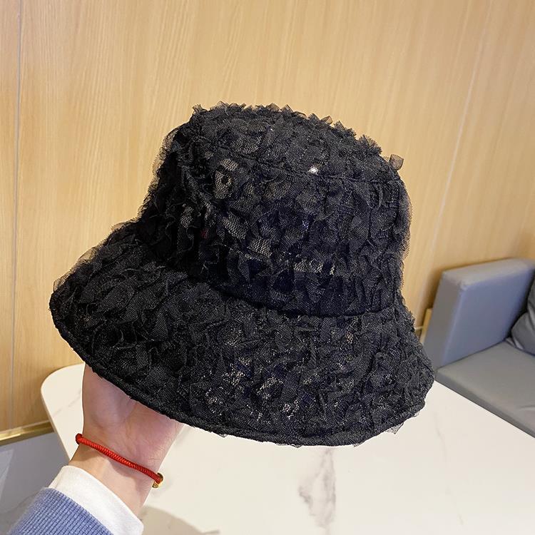 New Lace Bucket Hat Women's Summer Versatile Face Cover Thin Breathable Mesh Lady Basin Hat Shade Fashion Hat