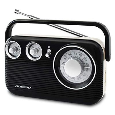 ADESSO AM/FM Retro Design Radio, Black, RA-601BK