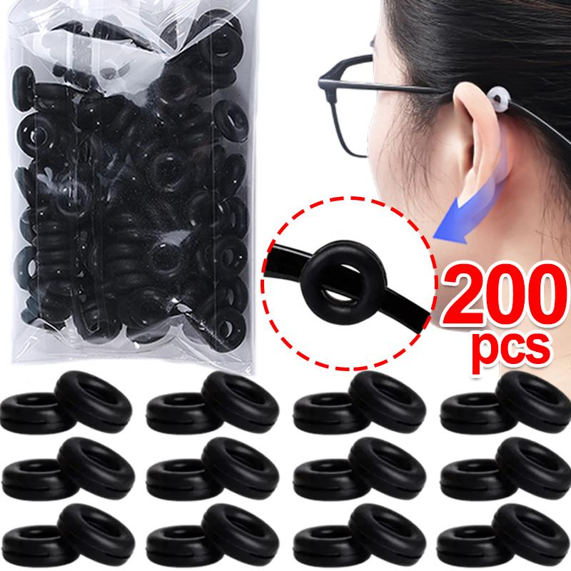 20-200pcs Black Silicone Anti-slip Eyeglass Hooks Grip Unisex Round Eyeglasses Leg Ear Sleeve Stopper Eyewear Retainer Holders