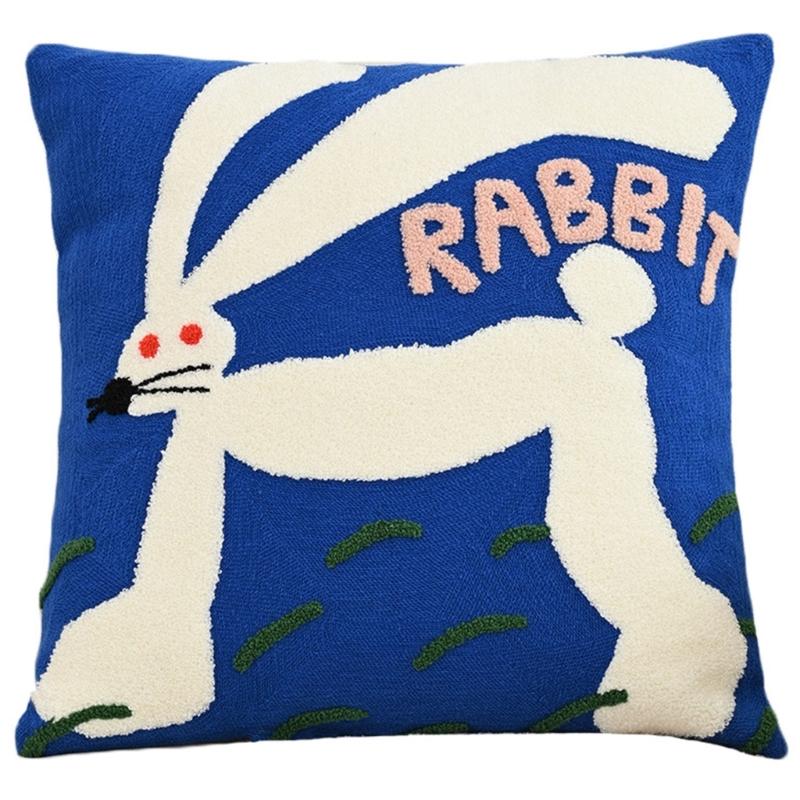 Animal Embroidered Pillow Cover Soft Polycotton Blend Decorative Cushion Cover For Home Office Decoration