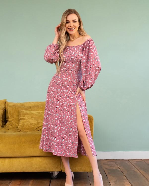 

Сукня з відкритими плечима та розрізом ISSA Plus S рожевий