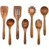 5Pieceso ng Handled Teak Tableware Wood Spoon Shovel Spatula Accessories Skimming Wooden Soup Kitchen Tool Spoon Cooking