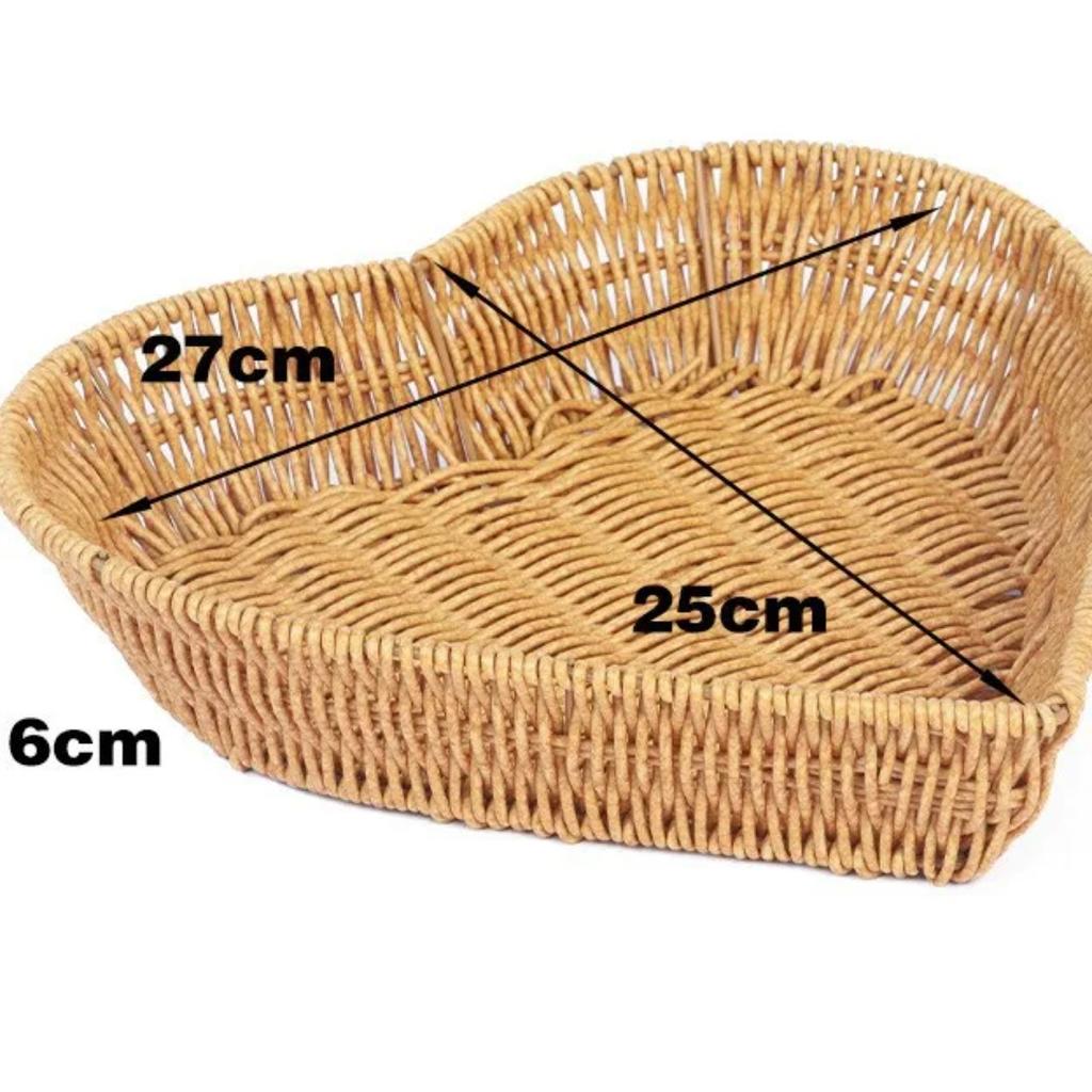 Woven Storage Basket Imitation Rattan Organizer Fruit Bread Container Home Kitchen Restaurant Display Tray Durable Multi-Use