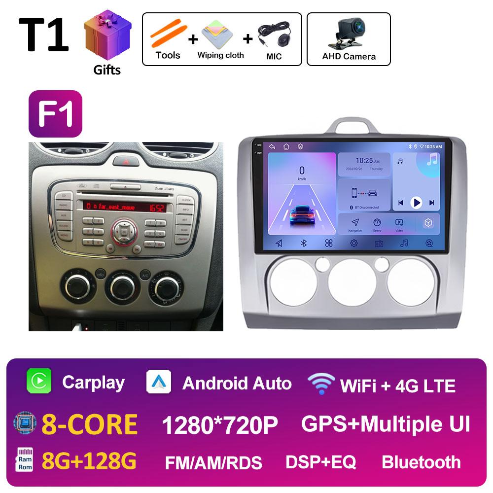 Car Video For Ford Focus 2 3 Mk2 Mk3 2004 2005 2006 2007 - 2011 Radio Player Wireless Carplay Android Auto Touch Screen No 2 Din