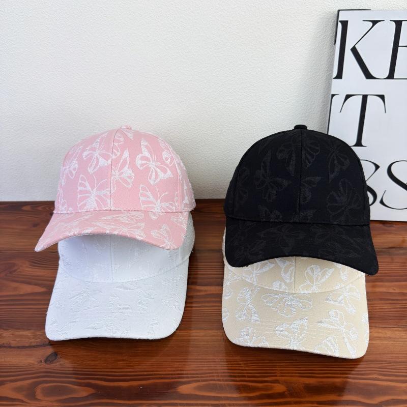 New Spring and Summer Heavy Industry Butterfly Embroidery Baseball Cap Female Pink Sweet Temperament Sun Hat Versatile Sunscreen Hat