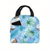 1pc 2D Printing Tropical Leaves And Coconuts Pattern Universal Work Lunch Bags for Both Men And Women - Small-Sized Adult Lunch