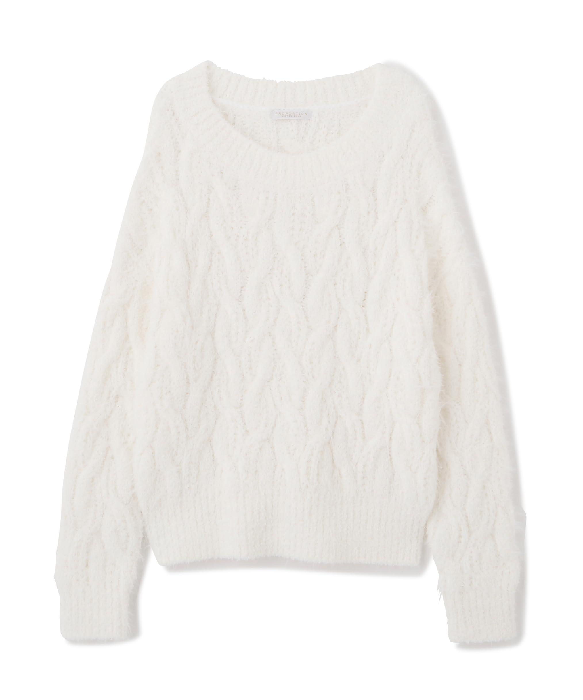 

Proportion Body Dressing Loose Feather Cable Knit Sweater in Ecru Women s