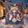 Sailor Moon Pattern Blanket for Home Decoration, Bed, Sofa, Car Travel, Camping, Suitable for All Seasons, Birthday Christmas Gift