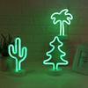 Lâmpada de Mesa LED Cacto Luzes neon vibrantes Bateria/USB Quarto Aniversário Casamento Árvore de Natal Decoração de Festa Presentes para Meninos