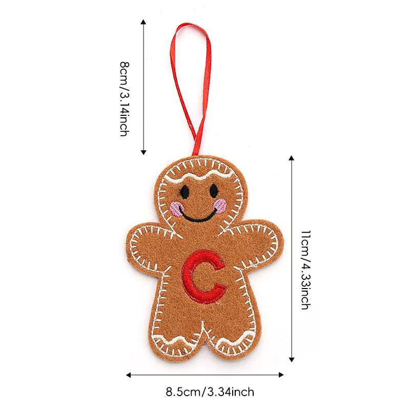 A-Z Gingerbread Man Doll Christmas Decoration Pendants Xmas Tree Hanging Ornament Christmas for Home New Year Kids Gift
