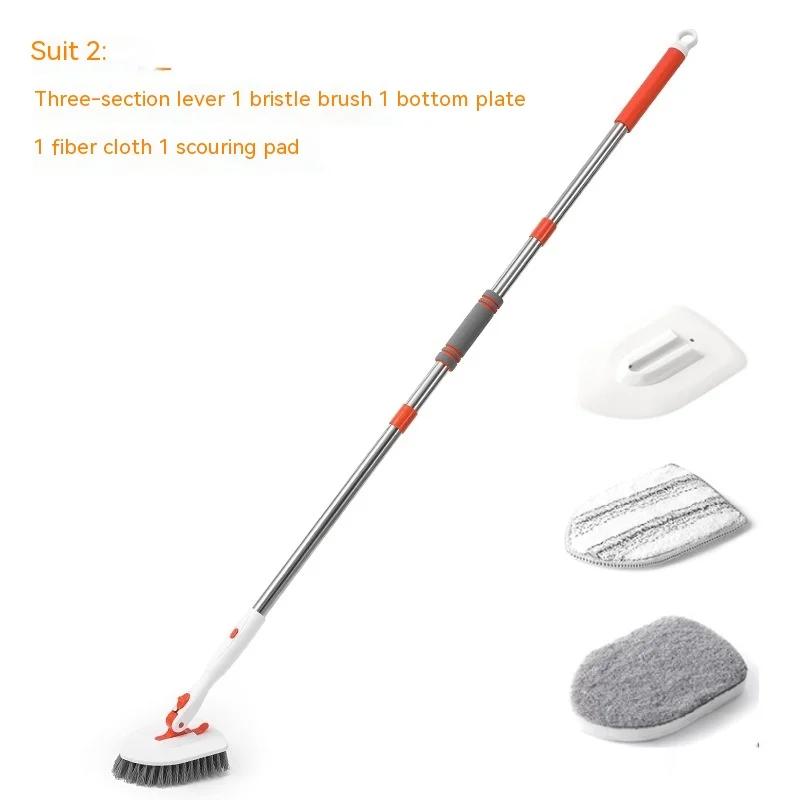 Tub Tile Scrubber Brush Cleaning Brush 52.3" Adjustable Telescopic Pole Stiff Bristles Scouring Pads for Bathroom Kitchen Toilet