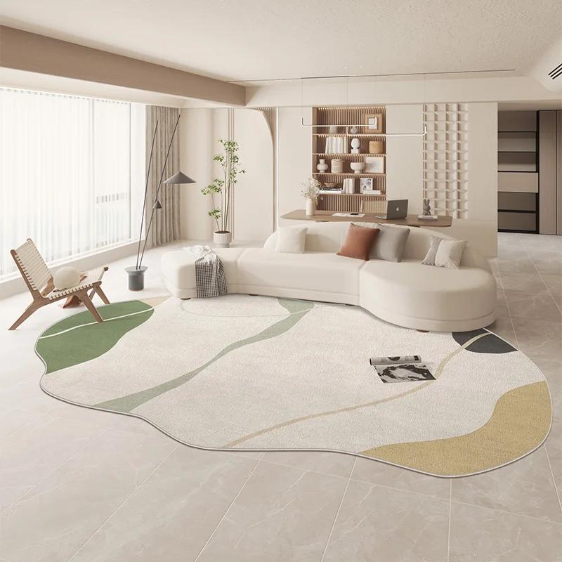 Large Area Green Rugs for Bedroom Nordic Living Room Decoration Shaped Carpet Irregular Plush Lounge Rug Home Thick Washable Mat