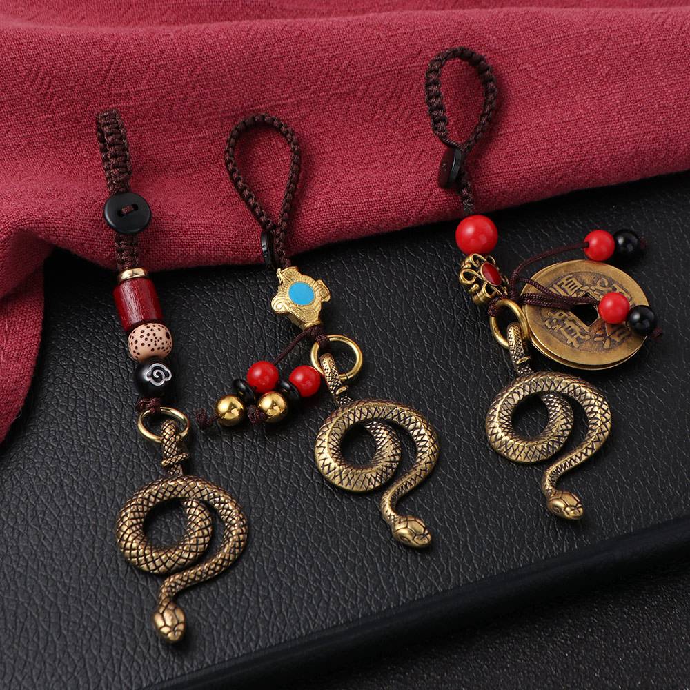 Brass Snake Key Ring Animals Car Key Chain Charm Zodiac Keychain Gift