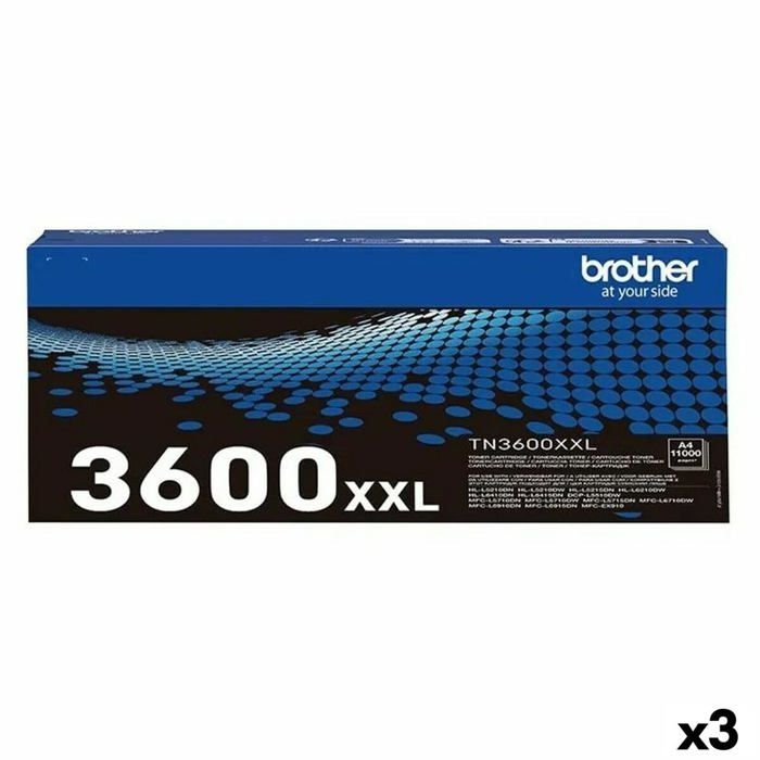 Toner - Brother - TN3600XXL - Noir - 3 Unités - Multicolore