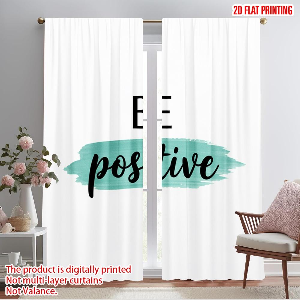 

2pcs 2D flat printing Curtain Positive Inspirational Quote Polyester Without Electricity 0 for Parties and Everyday Decor Easy 52.50×116.00 CM 2pcs