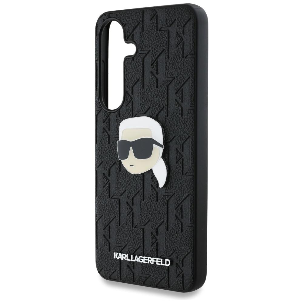 Karl Lagerfeld Leather Monogram Pin Logo Case for Samsung Galaxy S25 Black
