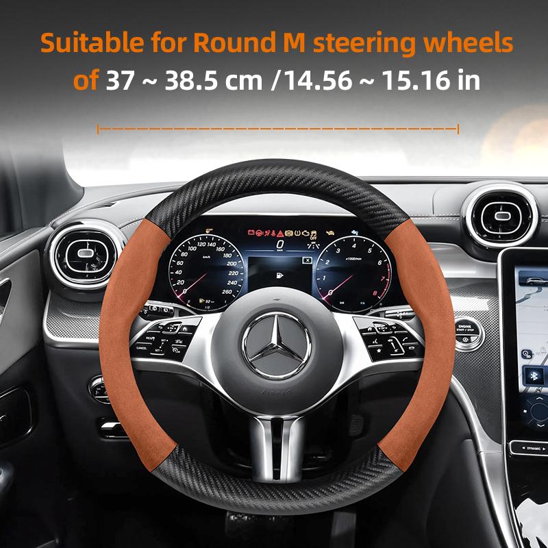 Suitable for Mercedes-Benz Suede Matte Carbon Fiber Texture Steering Wheel Cover Suitable for E Class S C a Glc Suv Eqc Gle Gla Eqe Amg Eq E63 Maybach