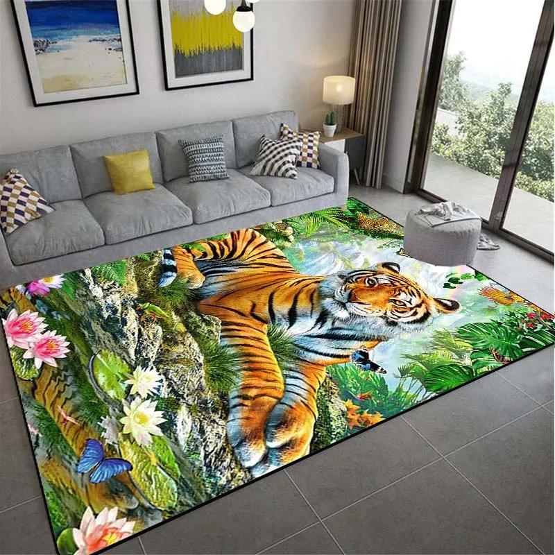 Home Decoration Tiger Wild Animals Pattern European Style Floor Mat Hallway Rug Bedroom Living Room Kitchen Hallway Rug