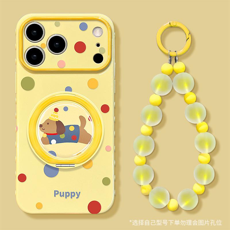 Applicable To Apple 11promax Mobile Phone Case 11 Cute Iphone11 with Bracket 11 Polka Dot Puppy Bracelet 11 Women
