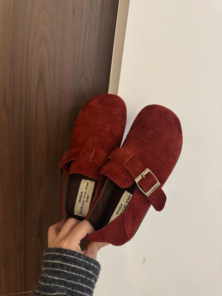 2025 neue koreanische Version runder Kopf Gürtelschnalle dicksohlige matte Leder Damen Boken Oberbekleidung Pendler Damen Einzelschuhe