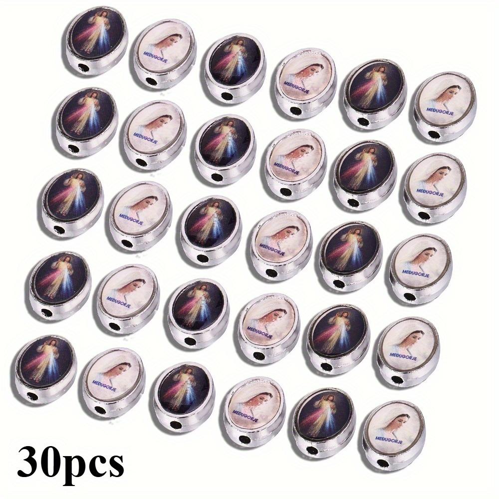 30 Mixed Double-sided Oil-Dripping Religious Beads Virgin Mary Beads Catholic Prayer Beads Suitable for Bracelets Necklaces Earrings Jewelry DIY