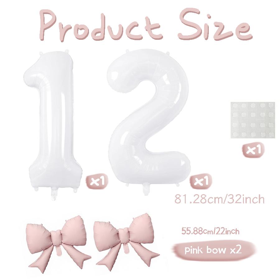 Number balloon set baby pink bow balloon ,white and pink balloon birthday proposal, weddingballoon decoration