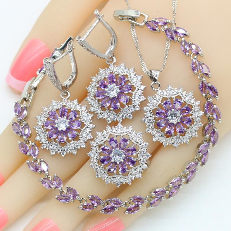 Color Jewelry Sets Women Dark Blue Stones Necklace Pendant Bracelets Earrings Rings Birthday Gift