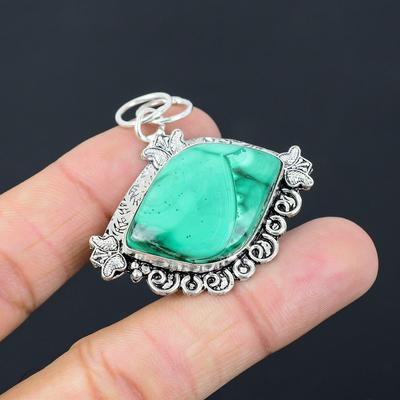 Daughters Day Sale Malachite Gemstone 925 Sterling Silver Mother Pendant Jewelry