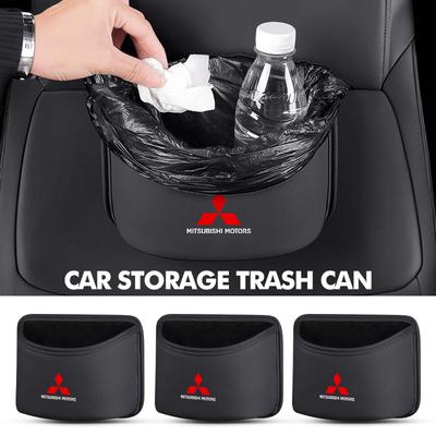 Leather Portable Car Storage Bin Trash Can Phone Organize Box Accessories For Outlander Lancer Cross Colt Xpander WM1