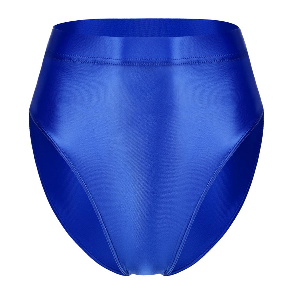 Womens Shiny High Waist Briefs Swimsuit Bottom Beachwear Underwear