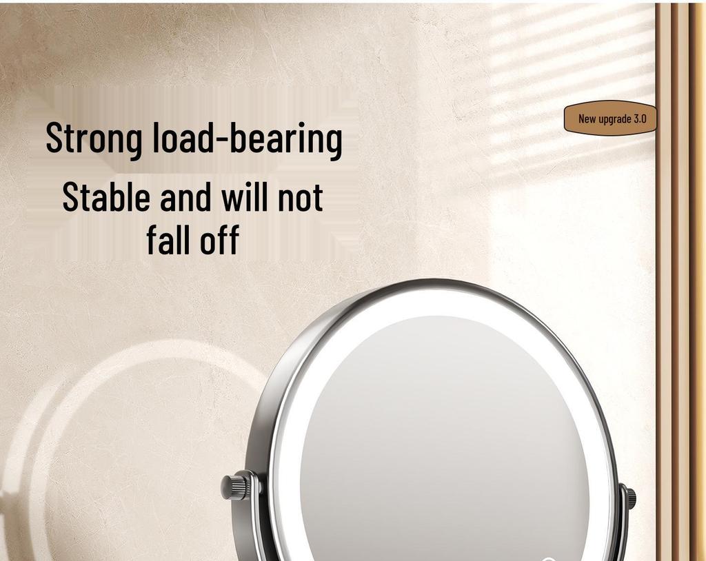 Wall-Mounted Foldable Vanity Mirror with Lights (Double-Sided, Punch-Free Installation) for Bathroom.