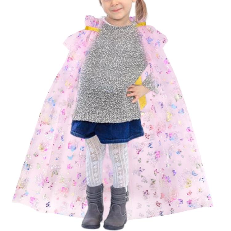 Princess Cosplay Cape Halloween Cloak Girls Dress Cape Butterfly Printing Cape Princess Cape for Kids Girls