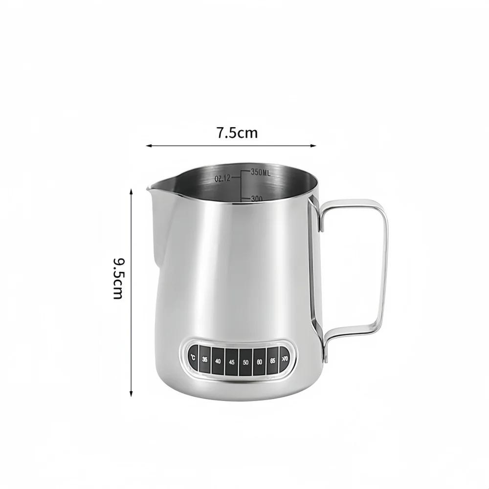 Coffee Milk Frother Jug Temperature Sensing Patch Stainless Steel Accurate Scale Volume Control Advanced Professional CoffeeTool