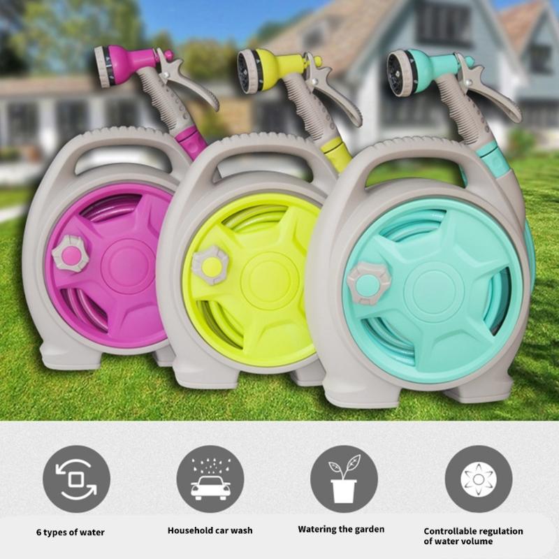 Retractable 50FT Garden Hose Reel Design with Multi Pattern Nozzle for Patios Use Water Hose
