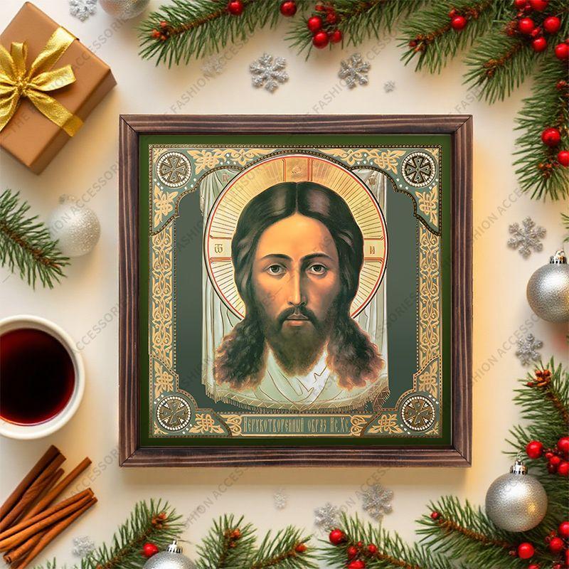 Decorative Painting of Orthodox icons,Consecrated Icon "Saved by a miracle",Photo Frame painting,Christian Wall Art,20cm*20cm,Spiritual Decor Gift