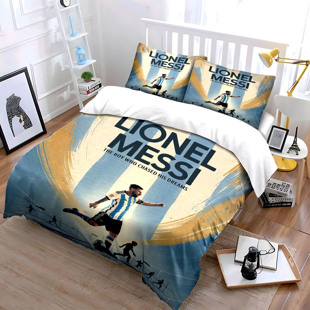 Set Biancheria da Letto Lionel Messi Copripiumino Federe (1 * Copripiumino 2 * Federe, senza piumino)