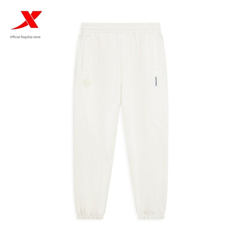 Xtep Casual Pants Unisex Long Pants Spring and Autumn Knitted Sports Pants Loose Black Casual Pants Cuffed Sweatpants L белый/чёрный