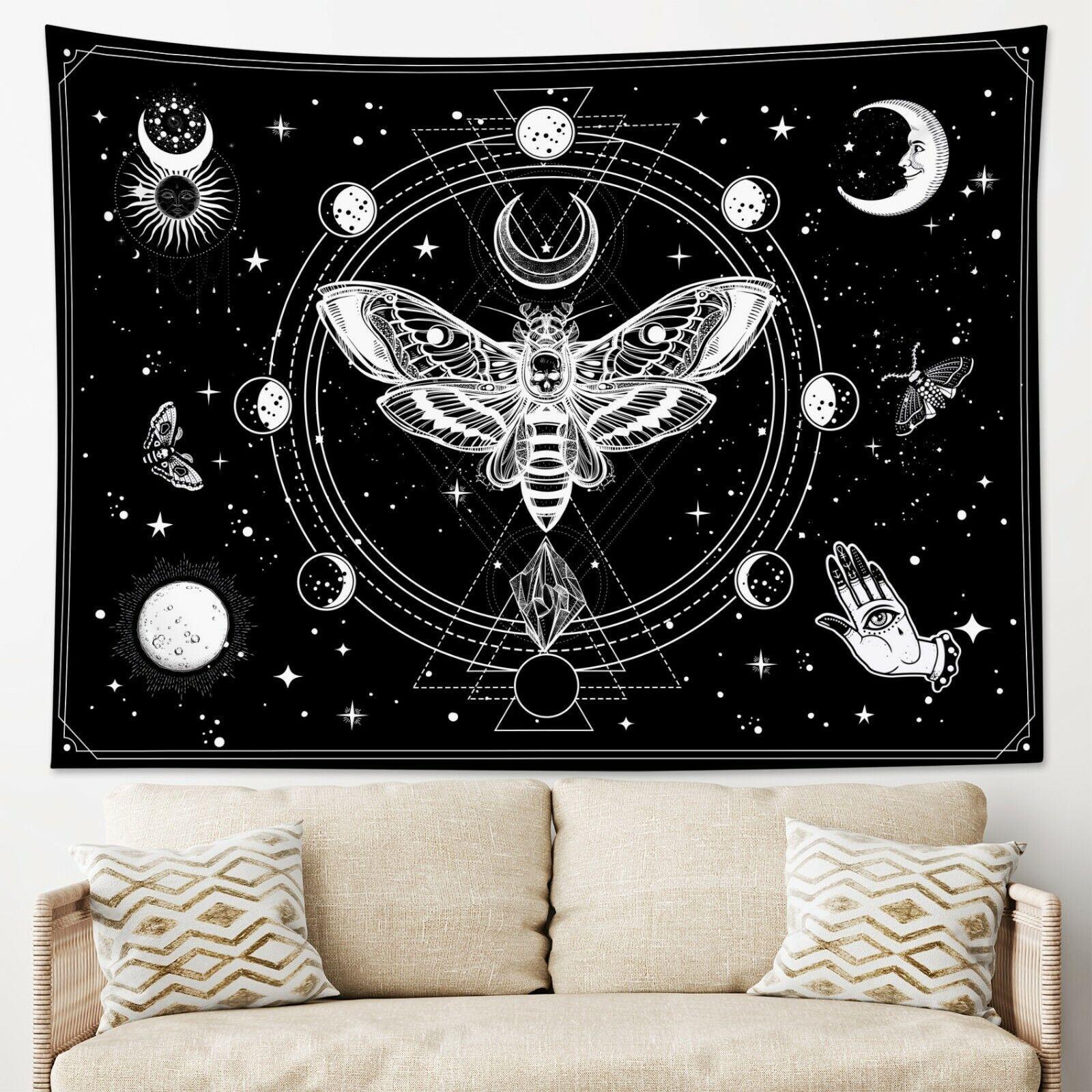 Tapestry Tarot Cards Moth Moon Sun 75x100 чёрный